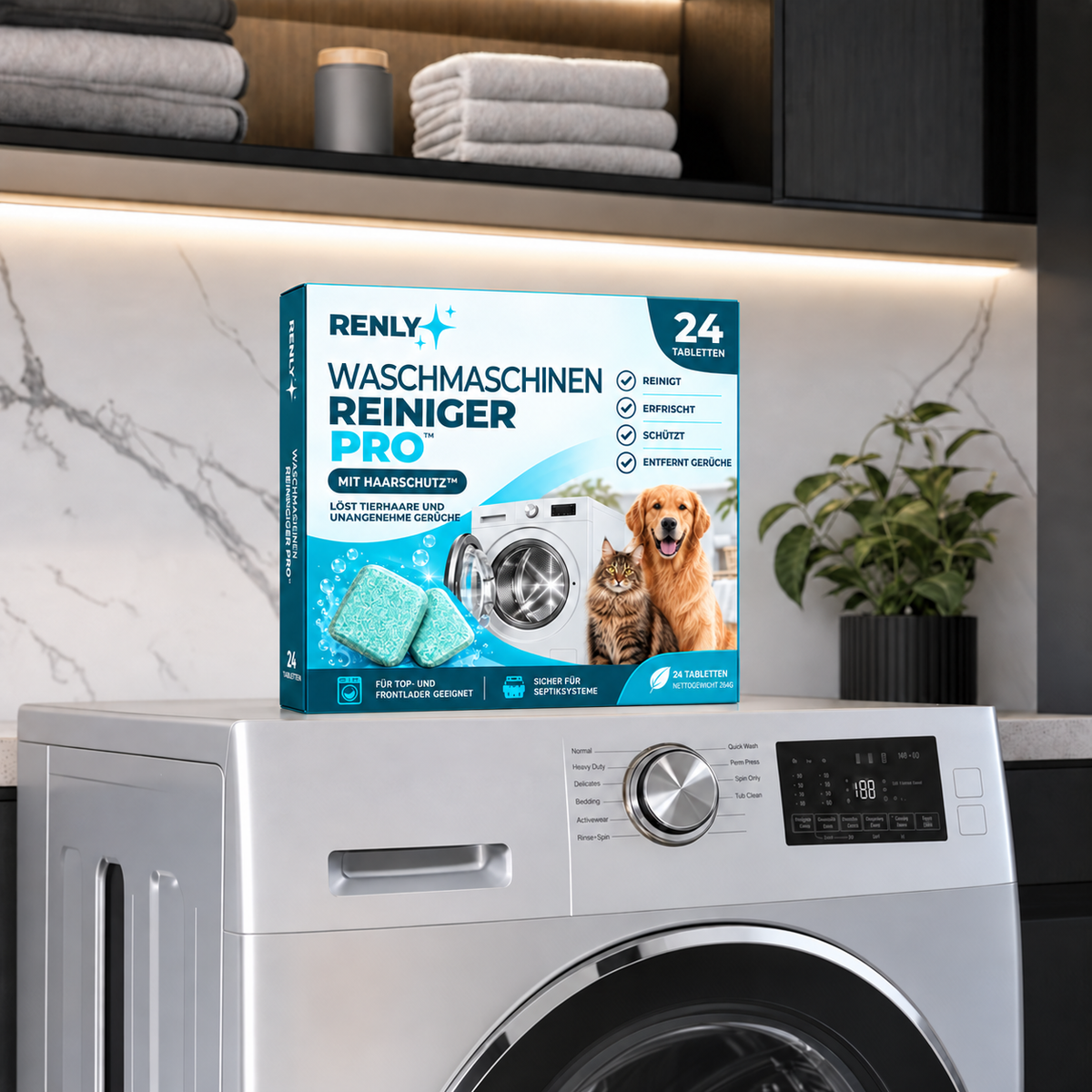 Renly-Packung auf einer Waschmaschine